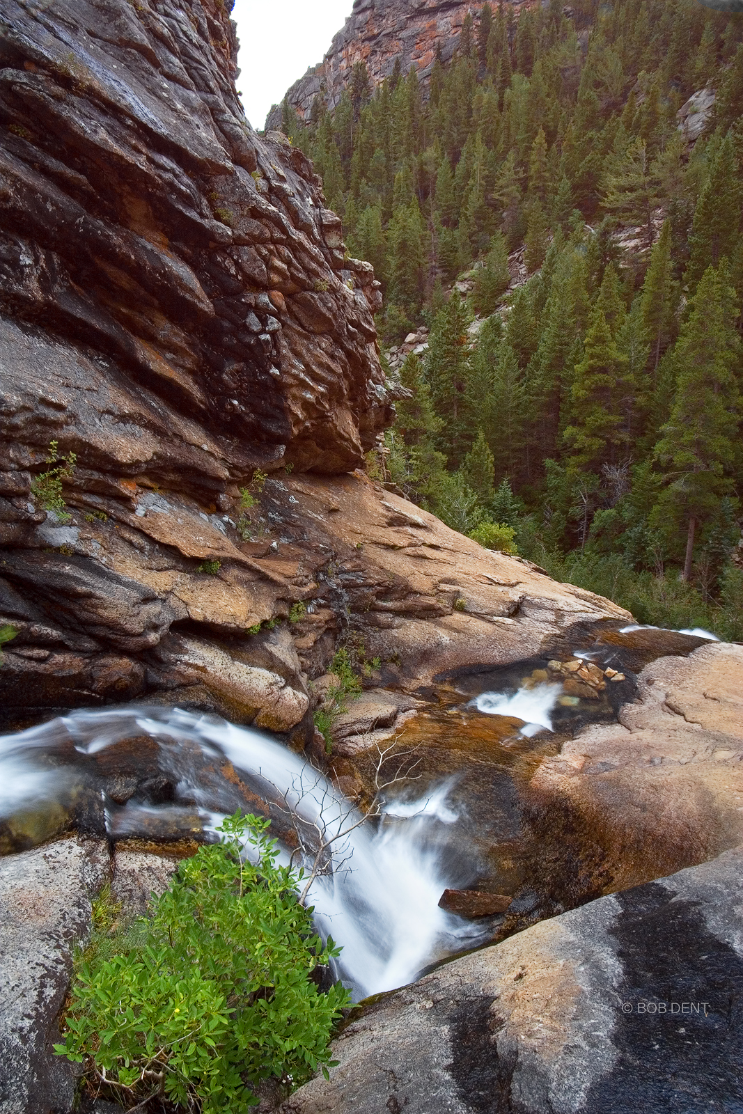Looking down on the upper section of Bridal Veil Falls, Rocky Mountain National Park, Colorado.