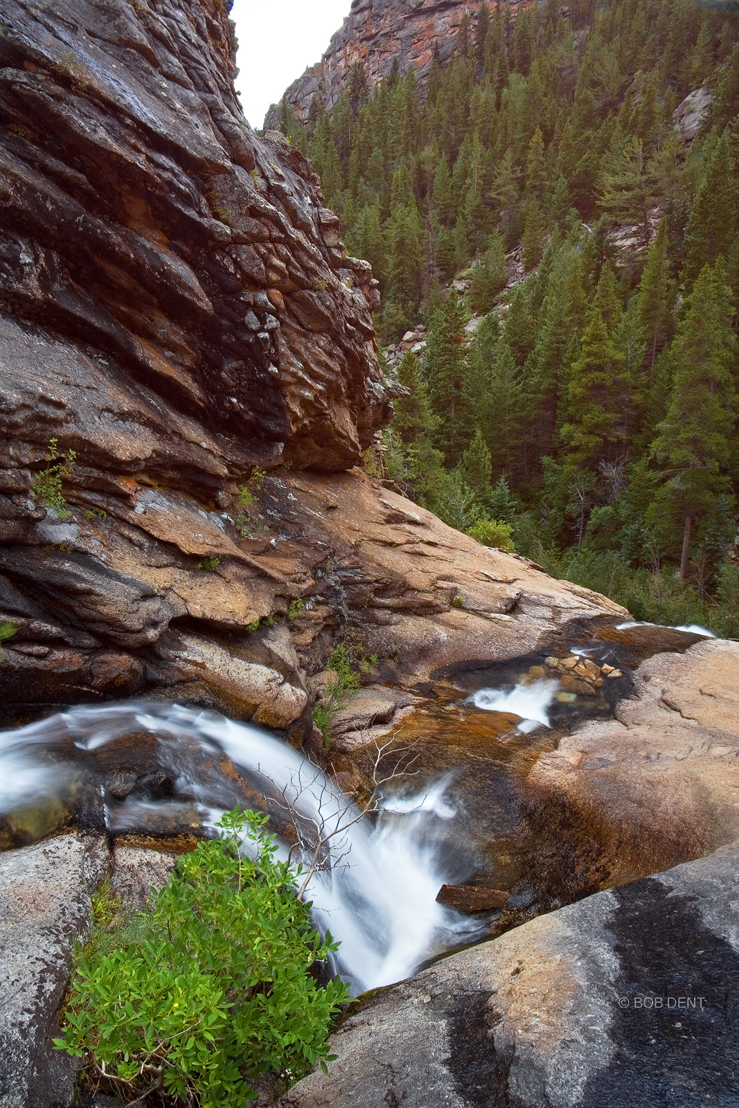 Bridal Veil Falls 1 Looking down on the upper section of Bridal Veil Falls, Rocky Mountain National Park, Colorado.