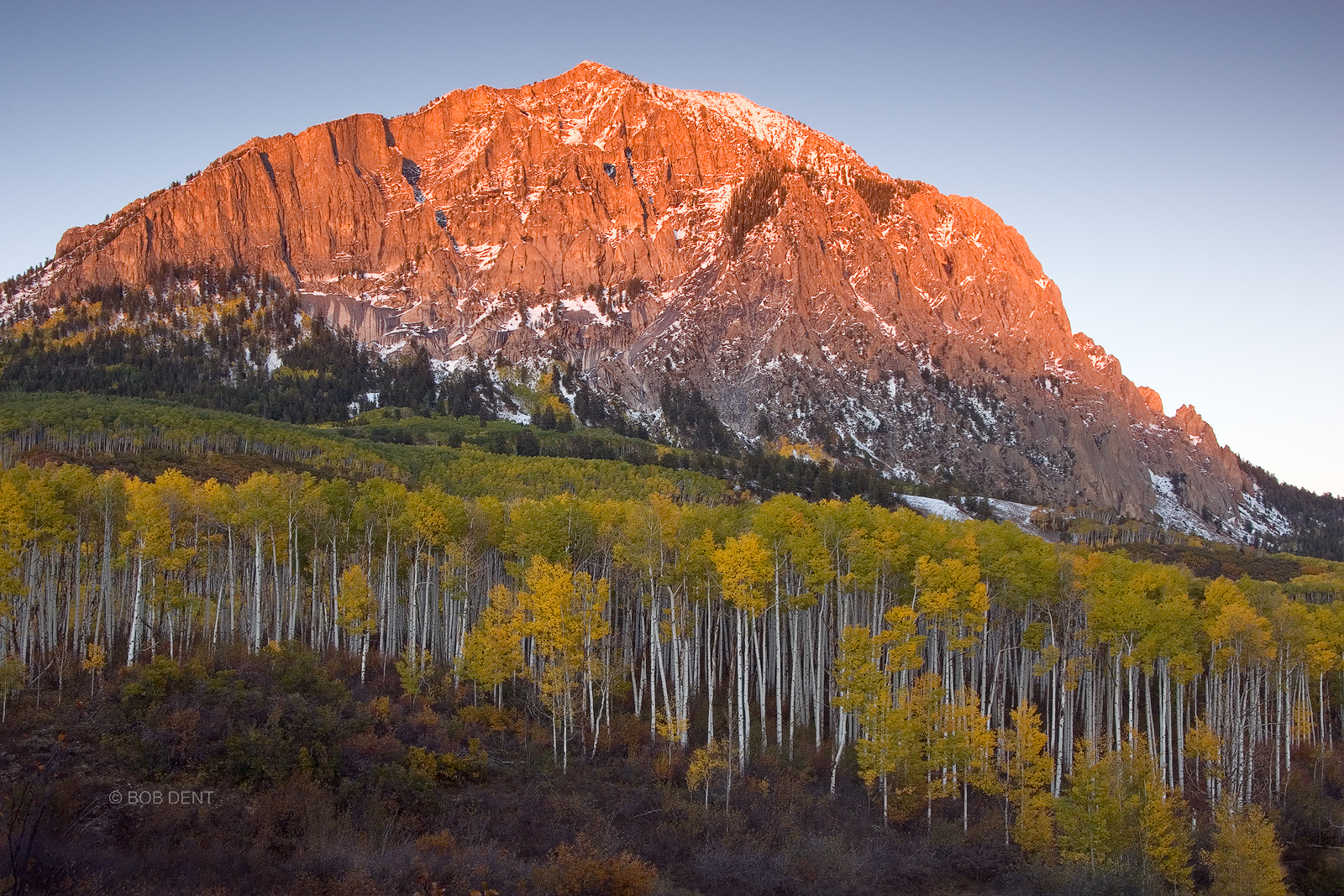 Marcellina Mountain Alpenglow on Marcellina Mountain, Kebler Pass Road, Colorado.